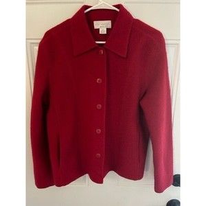 Petite Sophisticate Jacket Womens Size Small 100% Wool Short Red Button Vintage